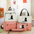 Cute Cat Print 5-in-1 School Bag Set for Girls