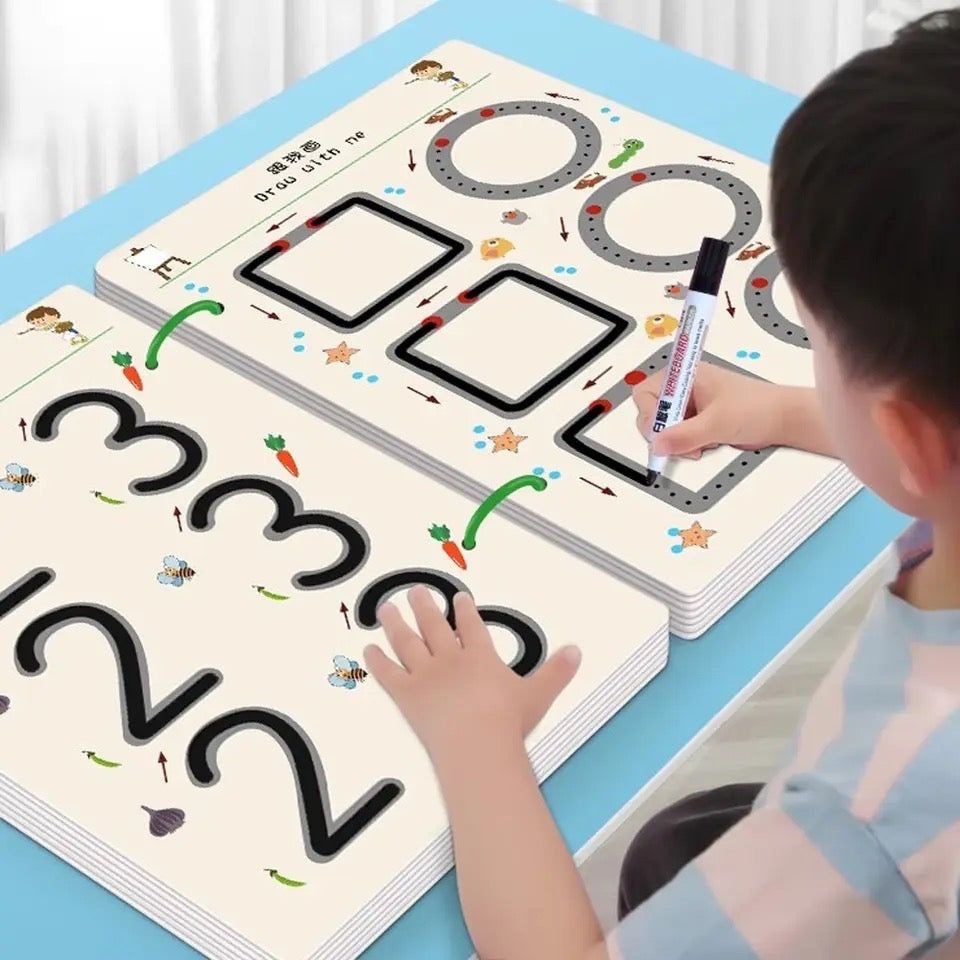 A4 Kids Educational Learning Tracing Book | 64 Pages with 2 Markers & Duster