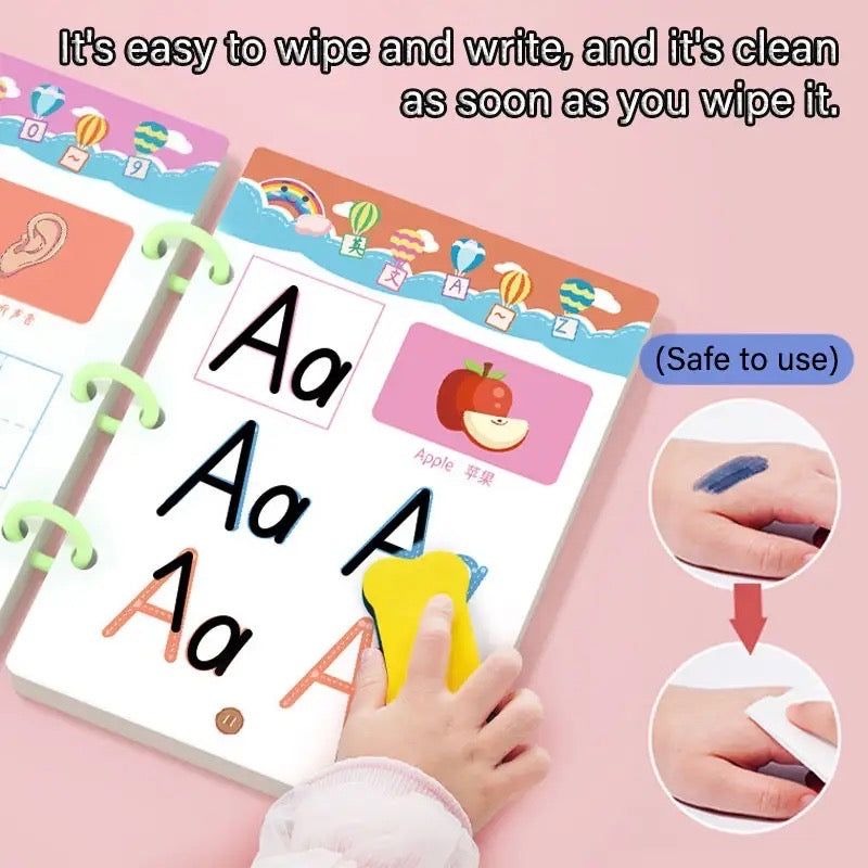 A4 Kids Educational Learning Tracing Book | 64 Pages with 2 Markers & Duster