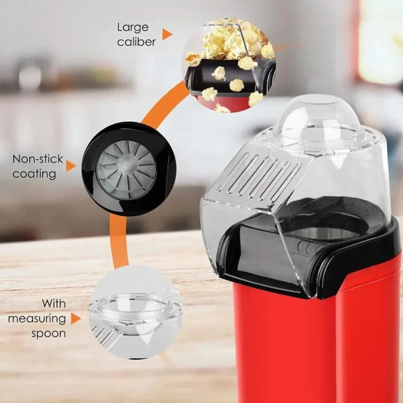 Oil Free Mini Popcorn Maker  Electric Popcorn Popper for Home & Kids | 1200W