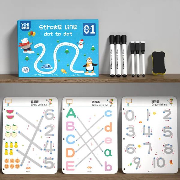 A4 Kids Educational Learning Tracing Book | 64 Pages with 2 Markers & Duster